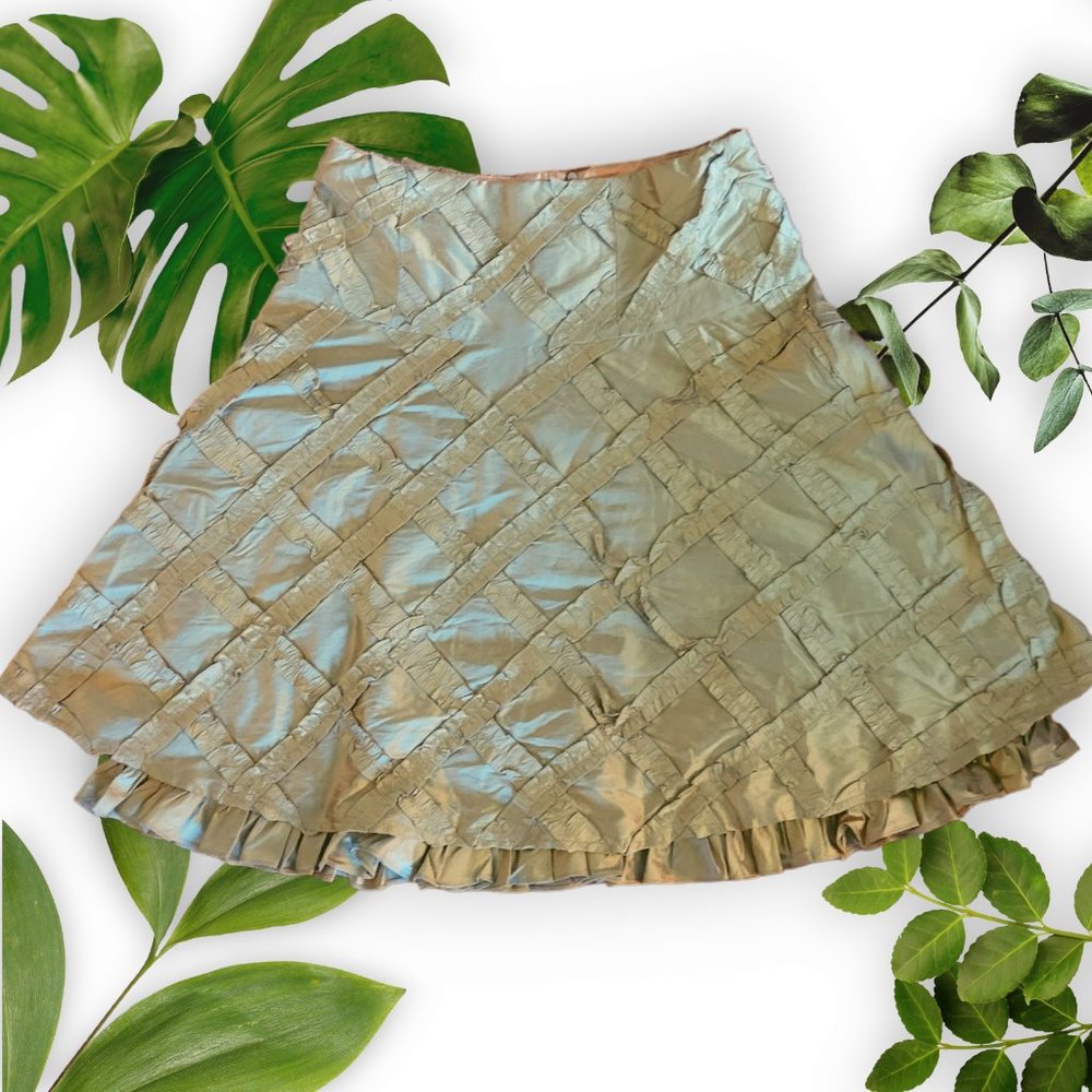 Nanette Lepore Gold Ruffled Skirt, sz 2